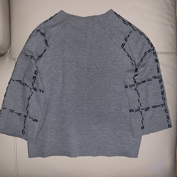 Zara Basic Gray with Black Sequins Quarters Sleeve Shirt Size Small - Picture 2 of 5